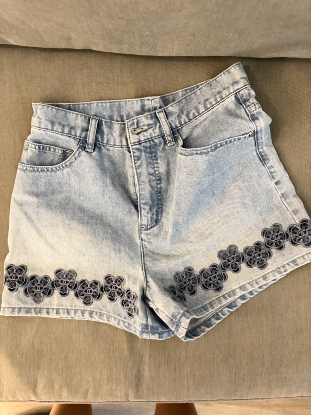 Chanel 2024 Pre Spring Collection
Embroidered jean shorts
